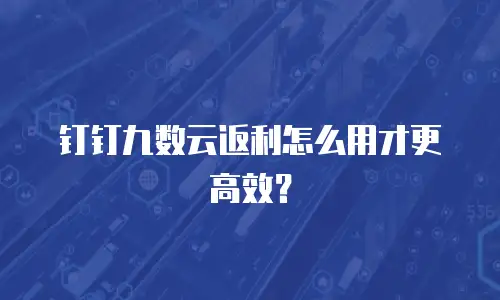 钉钉九数云返利怎么用才更高效？