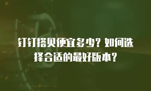 钉钉搭贝便宜多少？如何选择合适的最好版本？