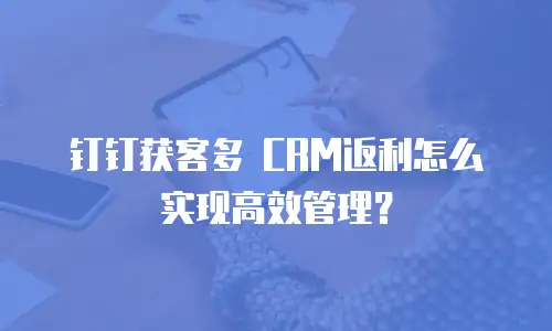 钉钉获客多 CRM返利怎么实现高效管理？