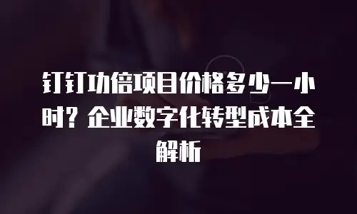 钉钉功倍项目价格多少一小时？企业数字化转型成本全解析
