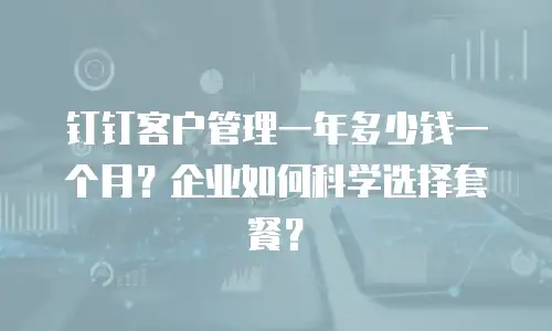 钉钉客户管理一年多少钱一个月？企业如何科学选择套餐？