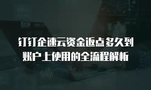 钉钉企速云资金返点多久到账户上使用的全流程解析