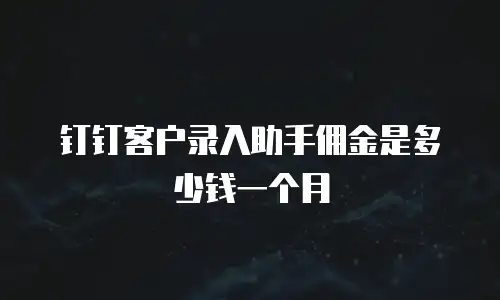 钉钉客户录入助手佣金是多少钱一个月