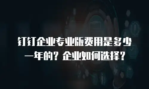 钉钉企业专业版费用是多少一年的？企业如何选择？