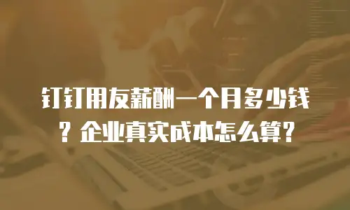钉钉用友薪酬一个月多少钱？企业真实成本怎么算？