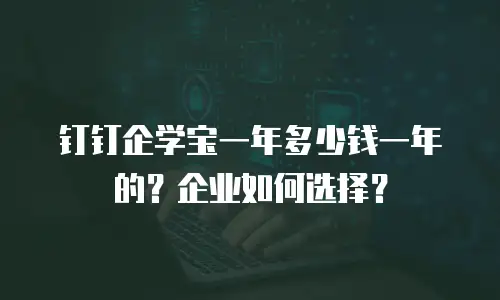 钉钉企学宝一年多少钱一年的？企业如何选择？