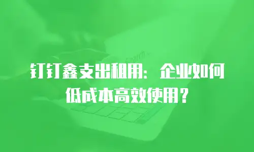 钉钉鑫支出租用：企业如何低成本高效使用？