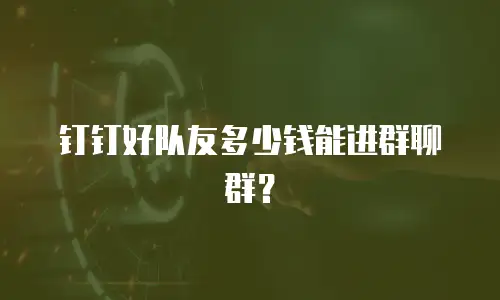 钉钉好队友多少钱能进群聊群？