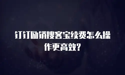 钉钉励销搜客宝续费怎么操作更高效？