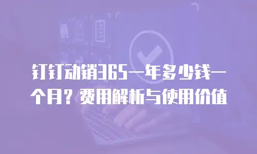 钉钉动销365一年多少钱一个月？费用解析与使用价值