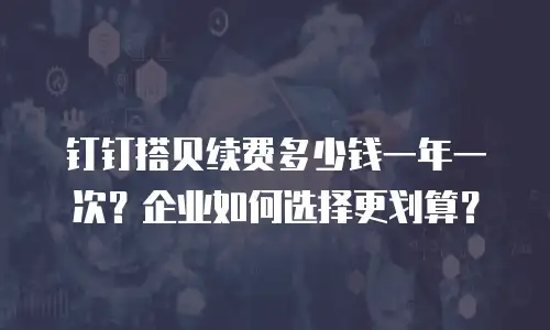 钉钉搭贝续费多少钱一年一次？企业如何选择更划算？