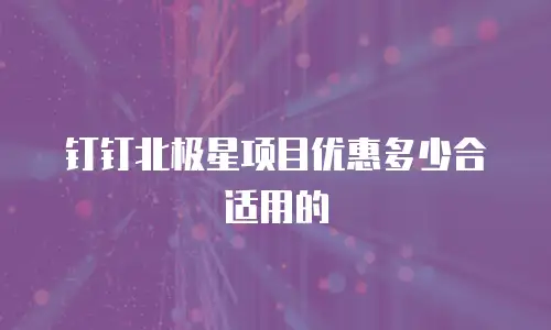 钉钉北极星项目优惠多少合适用的