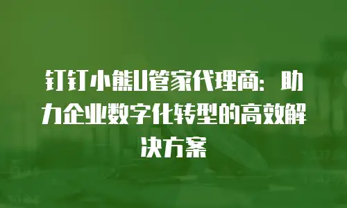钉钉小熊U管家代理商：助力企业数字化转型的高效解决方案