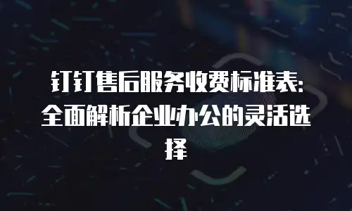 钉钉售后服务收费标准表：全面解析企业办公的灵活选择