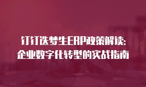 钉钉迭梦生ERP政策解读：企业数字化转型的实战指南