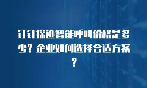 钉钉探迹智能呼叫价格是多少？企业如何选择合适方案？
