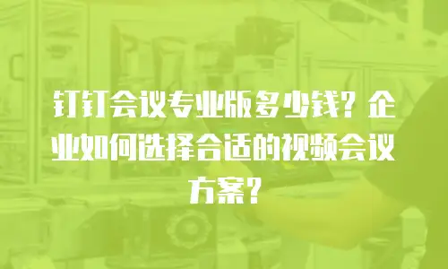 钉钉会议专业版多少钱？企业如何选择合适的视频会议方案？