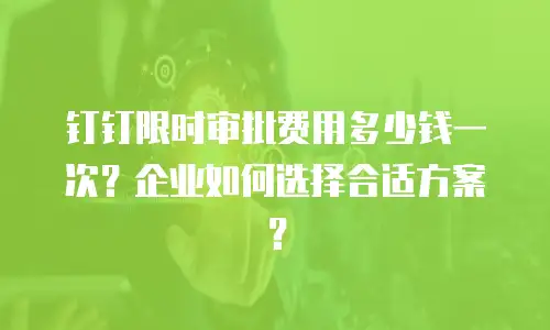 钉钉限时审批费用多少钱一次？企业如何选择合适方案？