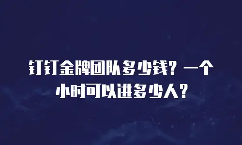 钉钉金牌团队多少钱？一个小时可以进多少人？