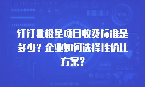 钉钉北极星项目收费标准是多少？企业如何选择性价比方案？