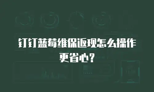 钉钉蓝莓维保返现怎么操作更省心？