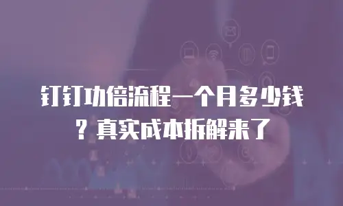钉钉功倍流程一个月多少钱？真实成本拆解来了
