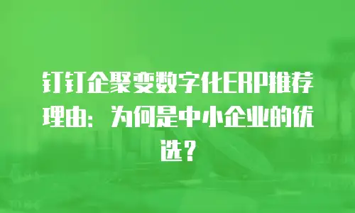 钉钉企聚变数字化ERP推荐理由：为何是中小企业的优选？