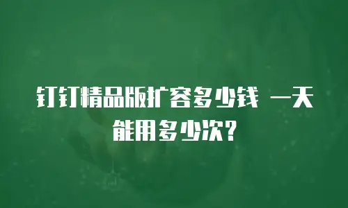 钉钉精品版扩容多少钱 一天能用多少次？
