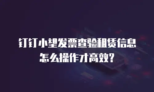 钉钉小望发票查验租赁信息怎么操作才高效？