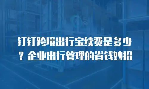 钉钉跨境出行宝续费是多少？企业出行管理的省钱妙招