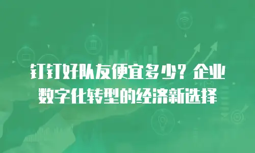 钉钉好队友便宜多少？企业数字化转型的经济新选择