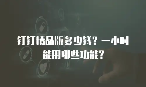 钉钉精品版多少钱？一小时能用哪些功能？