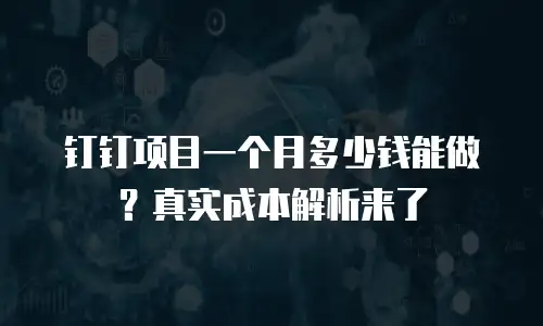 钉钉项目一个月多少钱能做？真实成本解析来了