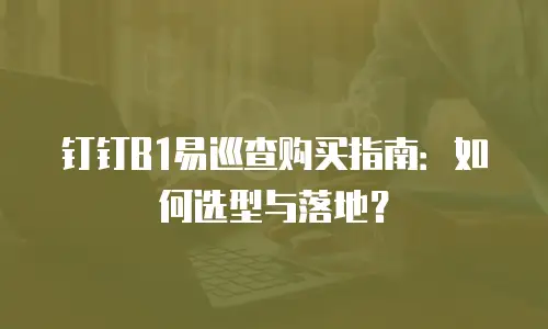 钉钉B1易巡查购买指南：如何选型与落地？