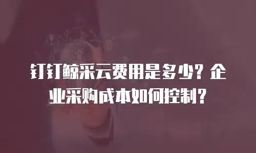 钉钉鲸采云费用是多少？企业采购成本如何控制？