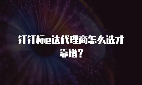 钉钉标e达代理商怎么选才靠谱？
