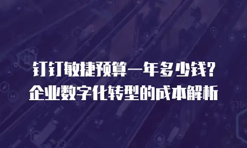 钉钉敏捷预算一年多少钱？企业数字化转型的成本解析