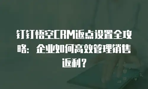 钉钉悟空CRM返点设置全攻略：企业如何高效管理销售返利？