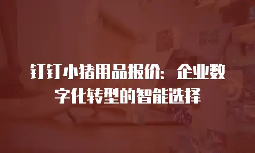 钉钉小猪用品报价：企业数字化转型的智能选择