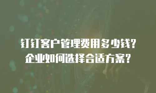 钉钉客户管理费用多少钱？企业如何选择合适方案？