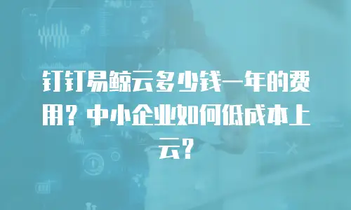 钉钉易鲸云多少钱一年的费用？中小企业如何低成本上云？