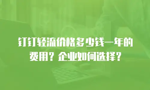钉钉轻流价格多少钱一年的费用？企业如何选择？