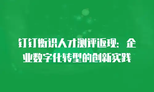 钉钉衡识人才测评返现：企业数字化转型的创新实践