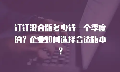 钉钉混合版多少钱一个季度的？企业如何选择合适版本？