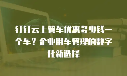 钉钉云上管车优惠多少钱一个车？企业用车管理的数字化新选择