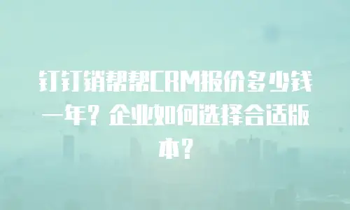 钉钉销帮帮CRM报价多少钱一年？企业如何选择合适版本？