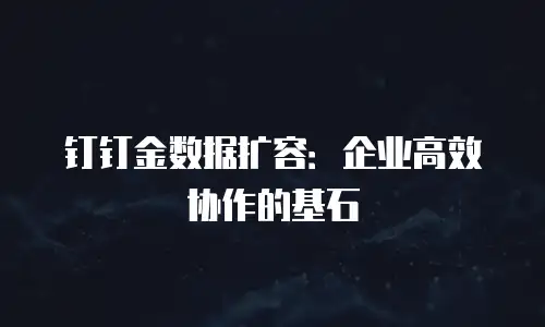 钉钉金数据扩容：企业高效协作的基石