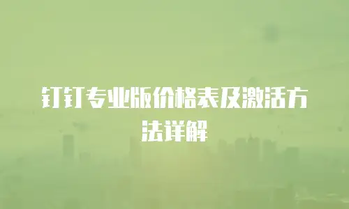 钉钉专业版价格表及激活方法详解