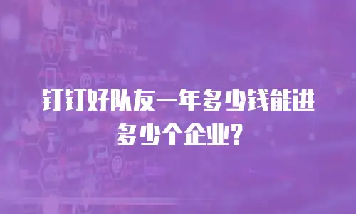 钉钉好队友一年多少钱能进多少个企业？