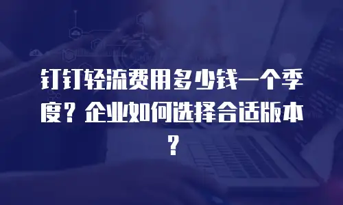 钉钉轻流费用多少钱一个季度？企业如何选择合适版本？